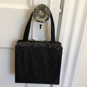 Express beaded black evening purse